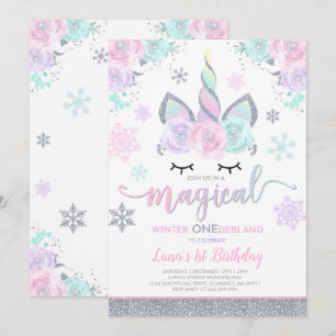 Hiver Invitation Unicorne Hiver ONEderland Party