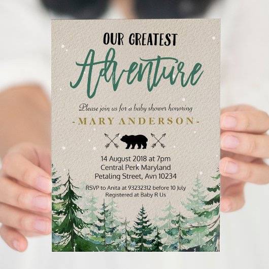 Hiver L'aventure commence Baby shower Invitation