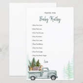 Hiver Les animaux de bois Prières pour la carte bé (Devant / Derrière)