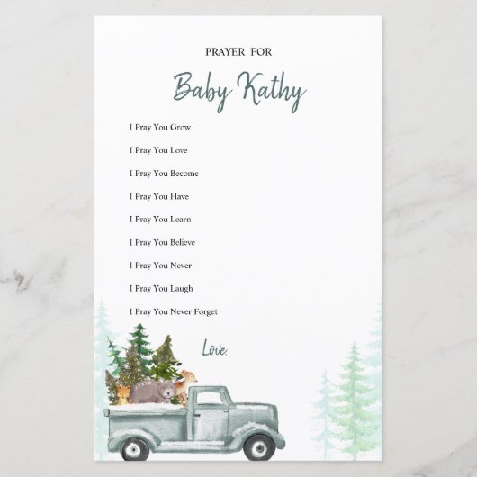 Hiver Les animaux de bois Prières pour la carte bé (Devant)