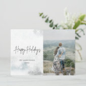 hiver magie aquarelle vacances carte photo (Debout devant)