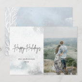 hiver magie aquarelle vacances carte photo (Devant / Derrière)