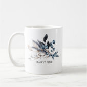 Hiver Magie Florale Monogramme Café Mug (Gauche)