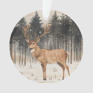 Hiver Majesté Stag Hiver scène acrylique