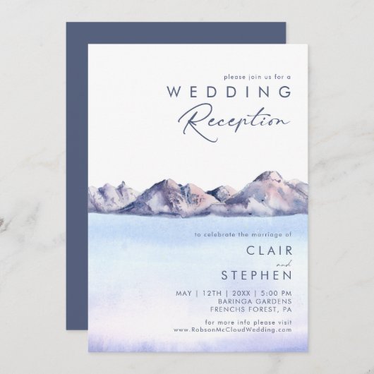 Hiver Mariage de montagne Réception invitation (Devant / Derrière)