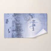 Hiver merveilleux brouillard épinette forêt neige (Serviette à main)