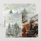 hiver merveilleux neige carte photo de noël (Devant / Derrière)