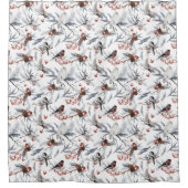 hiver merveilleux oiseaux vacances rideau douche (Devant)