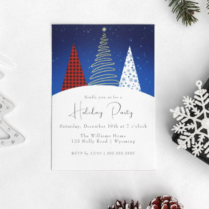 Hiver moderne Joyeux arbres de vacances Invitation