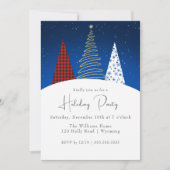 Hiver moderne Joyeux arbres de vacances Invitation (Devant)
