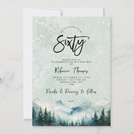 hiver montagne 60e anniversaire invitation (Devant)
