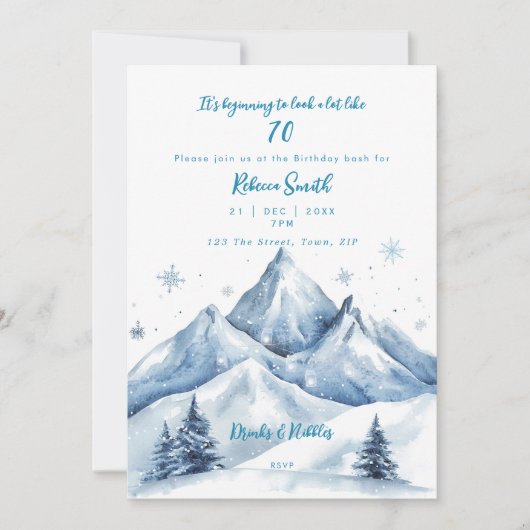 hiver montagnes 70e anniversaire invitation (Devant)