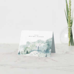 Hiver Mystère Mariage Merci plié Carte