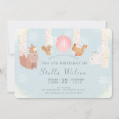 Hiver Neige Bois Animaux Anniversaire Invitation (Devant)