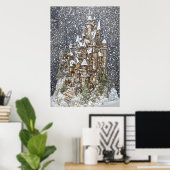 Hiver, neige, château| AI Art Poster (Bureau à domicile)