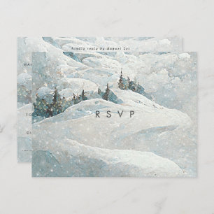 hiver neige forêt arbres mariage rsvp carte postal