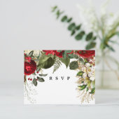 hiver noël floraux mariage rsvp carte postale (Debout devant)