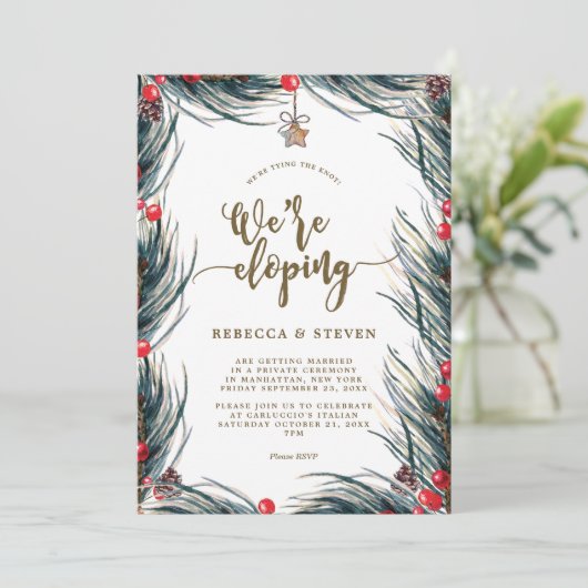 hiver noël lier le noeud eloping invitation (Debout devant)