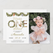 hiver Noël Onederland Anniversaire Invitation (Devant / Derrière)