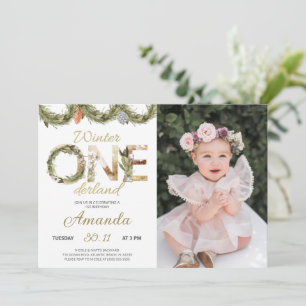hiver Noël Onederland Anniversaire Invitation
