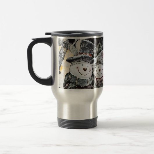 Hiver, Noël Snowman et la femme de neige Mug (Gauche)