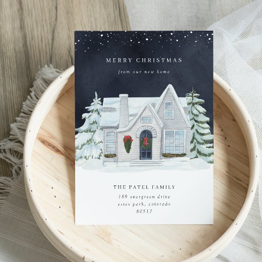 Hiver Nuit Vacances Faire-part de déménagement