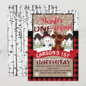 Hiver Onderland Invitation à la fête d'anniversair (Devant / Derrière)