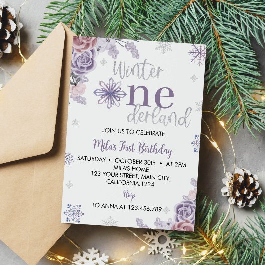 Hiver Onderland Neige Anniversaire Fête Invitation