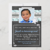 Hiver ONE derland 1er anniversaire invitation Blue (Devant)