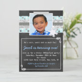 Hiver ONE derland 1er anniversaire invitation Blue (Debout devant)