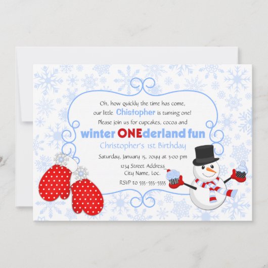 Hiver ONE derland Anniversaire Invitation (Devant)