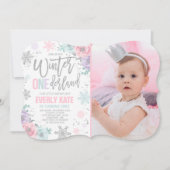 Hiver ONE derland Anniversaire Invitation Argent r (Devant)