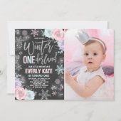 Hiver ONE derland Anniversaire Invitation Argent r (Devant)
