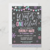 Hiver ONE derland Anniversaire Invitation Argent r (Devant)