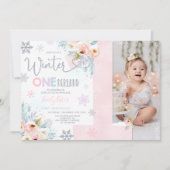 Hiver ONE derland Anniversaire Invitation Argent r (Devant)