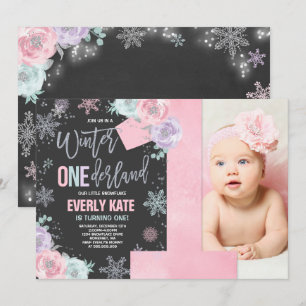 Hiver ONE derland Anniversaire Invitation Argent r