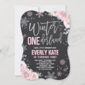 Hiver ONE derland Anniversaire Invitation Argent r (Devant)