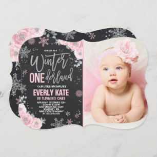 Hiver ONE derland Anniversaire Invitation Argent r