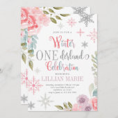 Hiver ONE derland Anniversaire Invitation avec fle (Devant / Derrière)