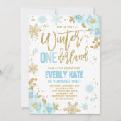 Hiver ONE derland Anniversaire Invitation Bleu & O (Devant)