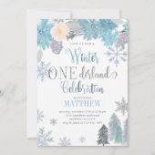 Hiver ONE derland Anniversaire Invitation Blue Boy (Devant)