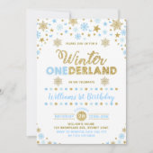 Hiver ONE derland Anniversaire Invitation Blue Gol (Devant)
