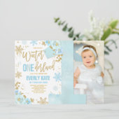 Hiver ONE derland Anniversaire Invitation Blue Gol (Debout devant)