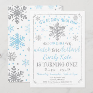 Hiver ONE derland Anniversaire Invitation Blue Sil