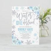 Hiver ONE derland Anniversaire Invitation Blue Sil (Debout devant)
