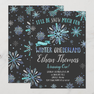 Hiver ONE derland Anniversaire Invitation Blue Sil