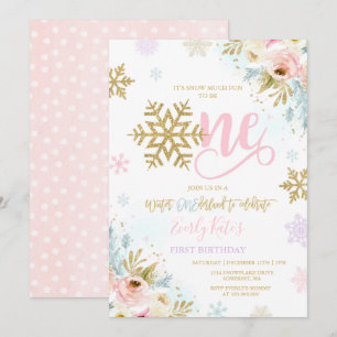 Hiver ONE derland Anniversaire Invitation Gold Ros