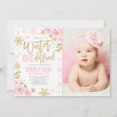 Hiver ONE derland Anniversaire Invitation Or rose (Devant)