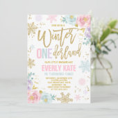 Hiver ONE derland Anniversaire Invitation Or rose (Debout devant)