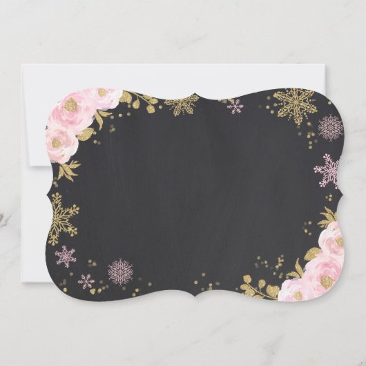 Hiver ONE derland Anniversaire Invitation Or rose (Dos)